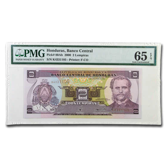2000 Honduras 2 Lempira Marco Aurelio Soto CU-65 EPQ PMG 2000 Honduras 2 Lempira Marco Aurelio Soto CU-65 EPQ PMG
